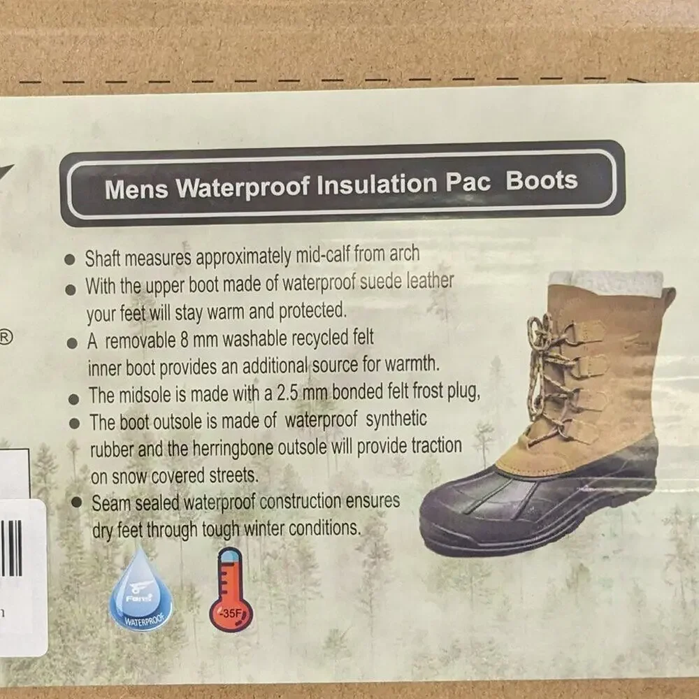 8 Fans Waterproof Insulated Snow Boots, Brown Suede, Men's 9 M